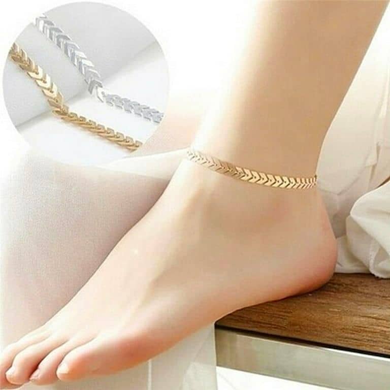 Leaf Gold Anklet For Girls Stylish Golden Leaf Design Anklet For Girls Korean Jewelry Adjustable Chain Anklet Barefoot Anklet Bracelet For Women Beach Foot Jewelry Arrow Ankle Chain Fashion Anklet For Girls And Women Elegant Style