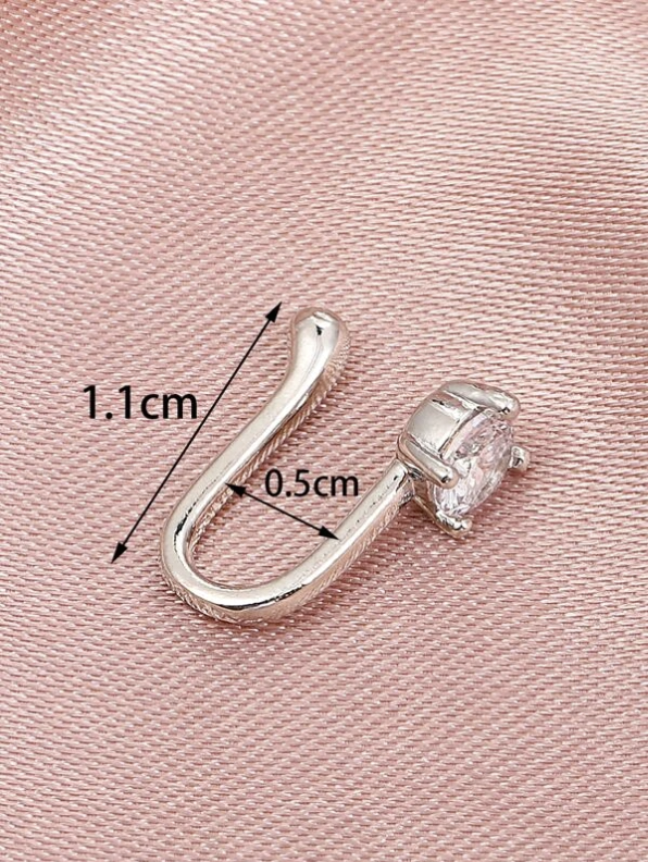 Zarkoon New Horizons Single Stone Stainless Steel Nose Ring Jewelry Nose Pin Jewelry Zarkoon Silver And Golden Embedded Stone Stylish Non Piercing Nose Stud Elegant Fashion Jewelry For Girls And Women