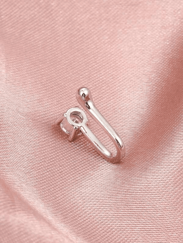Zarkoon Fake Nose Pin Jewelry Nose Hoops Non Piercing Nose Ring Jewelry Single Stone Stainless Steel Golden And Silver Tone Stylish Nose Jewelry For Girls And Women Daily Party Wear Nose Jewelry Accessory