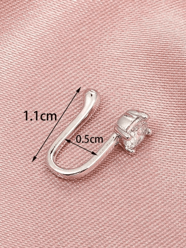 Zarkoon Fake Nose Pin Jewelry Nose Hoops Non Piercing Nose Ring Jewelry Single Stone Stainless Steel Golden And Silver Tone Stylish Nose Jewelry For Girls And Women Daily Party Wear Nose Jewelry Accessory