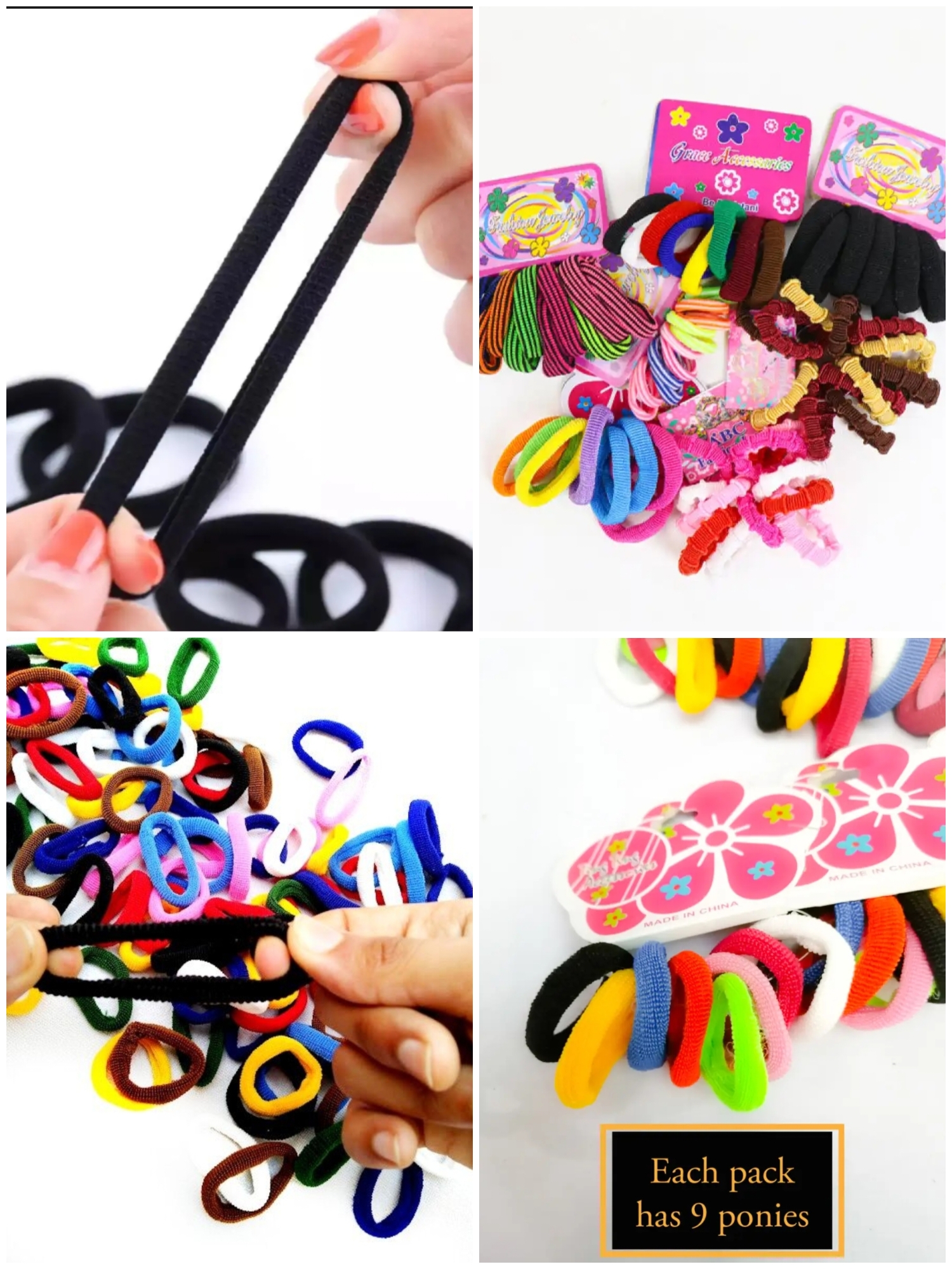 "60 Pieces Hair Bands for Girls Women Babies Kids Elastic Hair Ties Ponytail Holders School Hair Styling Accessories Colorful Rubber Bands Scrunchies Pack Multi Color Hair Bands for Girls Women Babies Kids Elastic Hair Ties Ponytail Holders - 100 pc Hair Ties