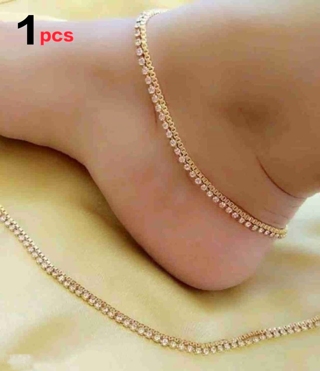 Silver multicolor bridal anklet stone