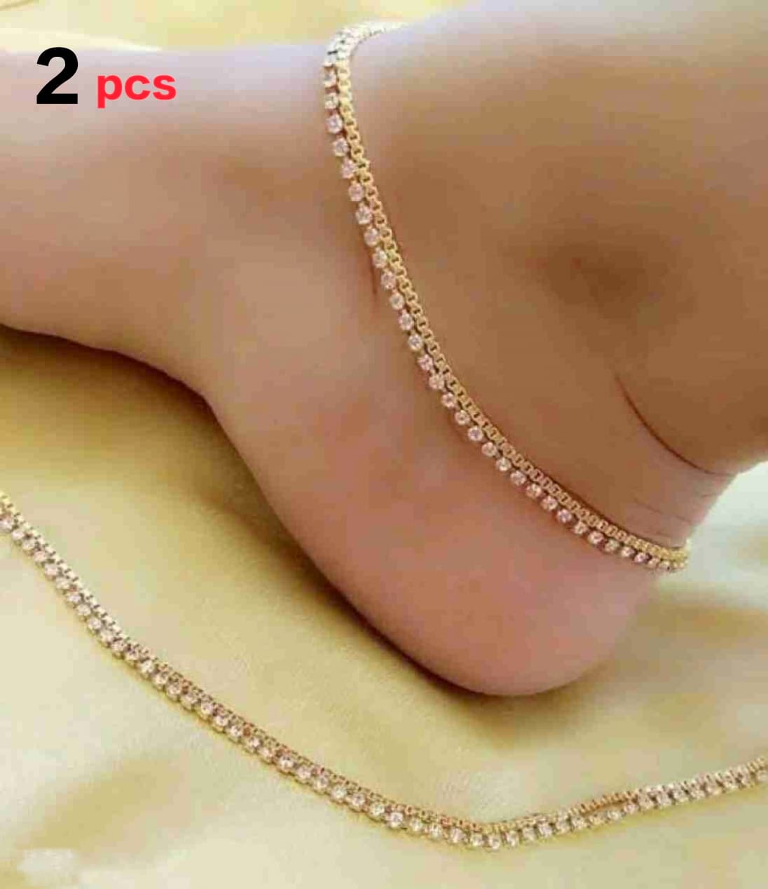 Silver multicolor bridal anklet stone