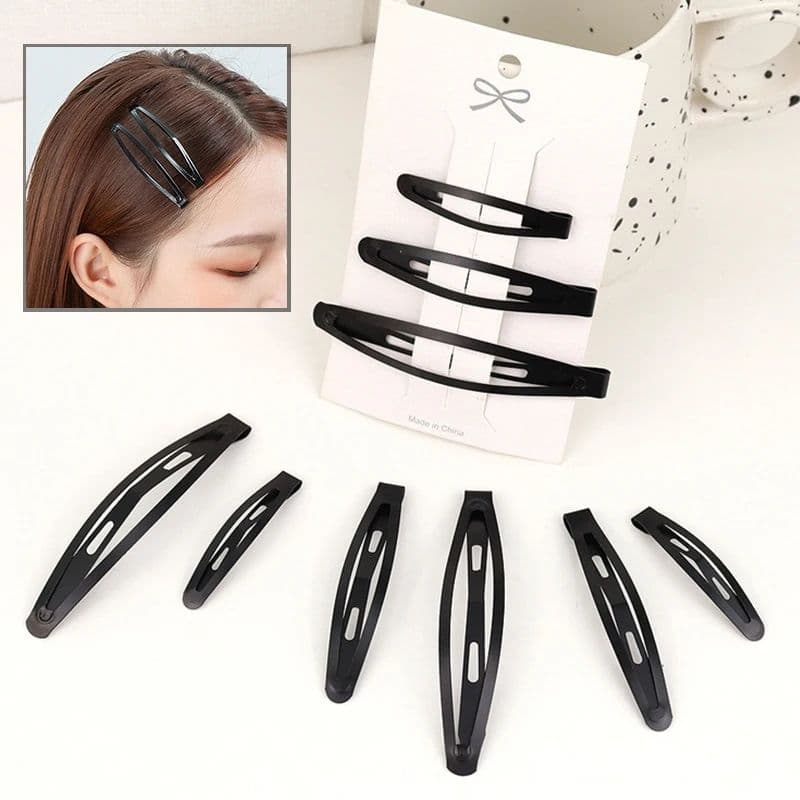 Black hair clip & pin set metal
