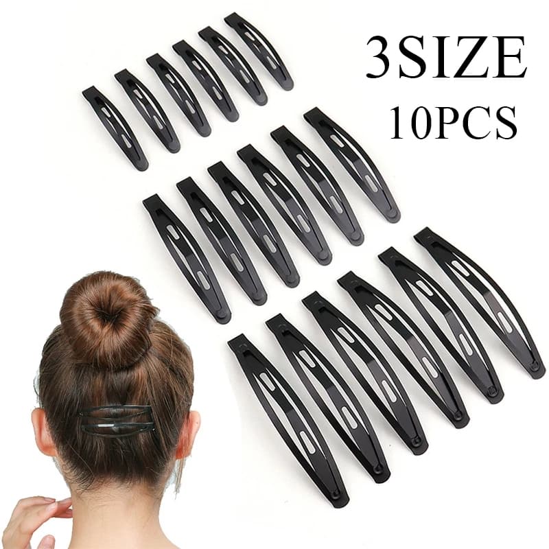 Black hair clip & pin set metal