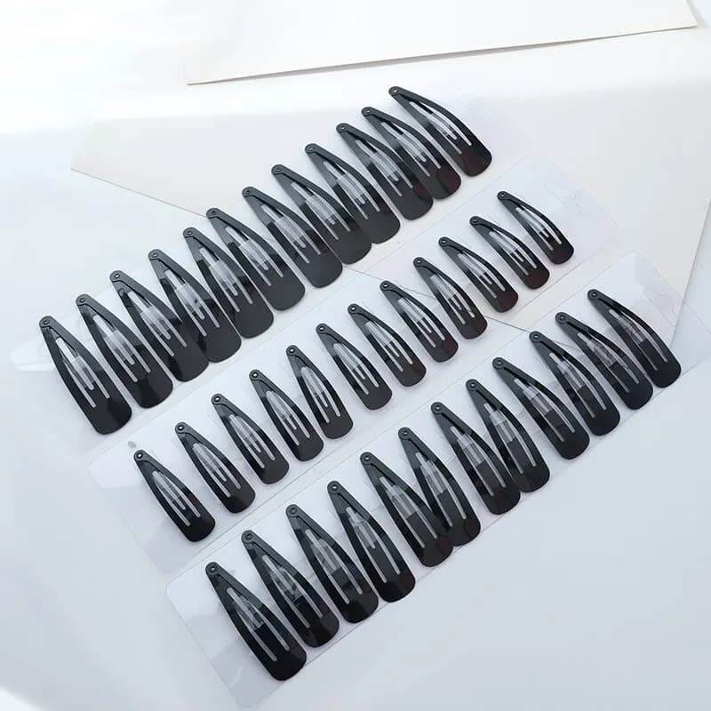 Black hair clip & pin set metal