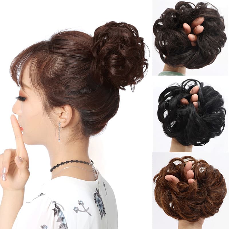 Bronze hair bun extension