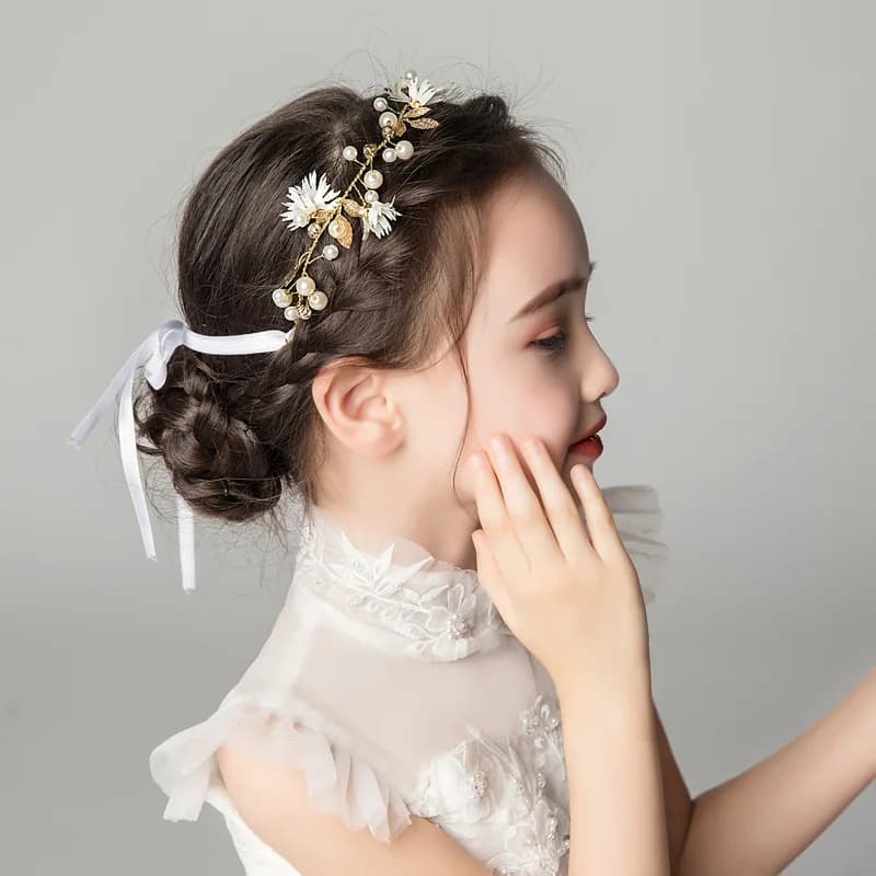 Bronze bridal hair band pearl