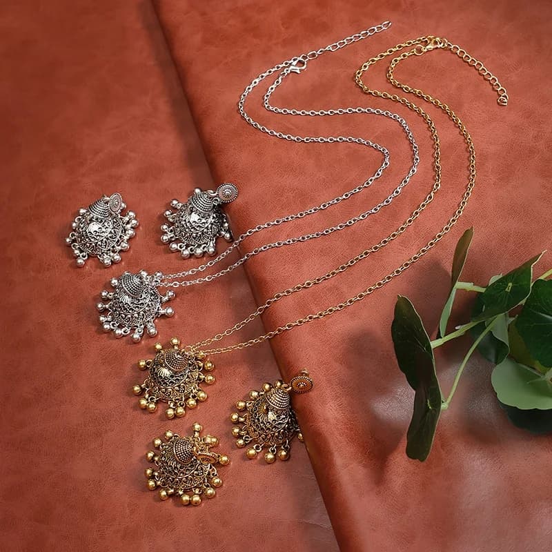 Silver and golden jewellery set traditional
