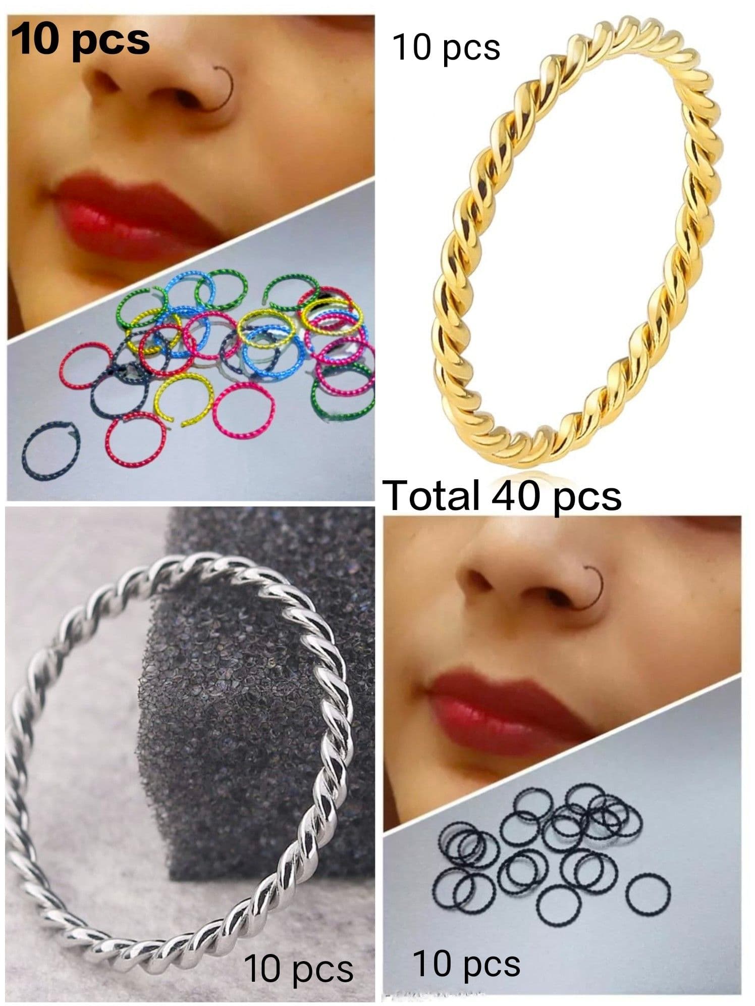 Silver nose pin twisted