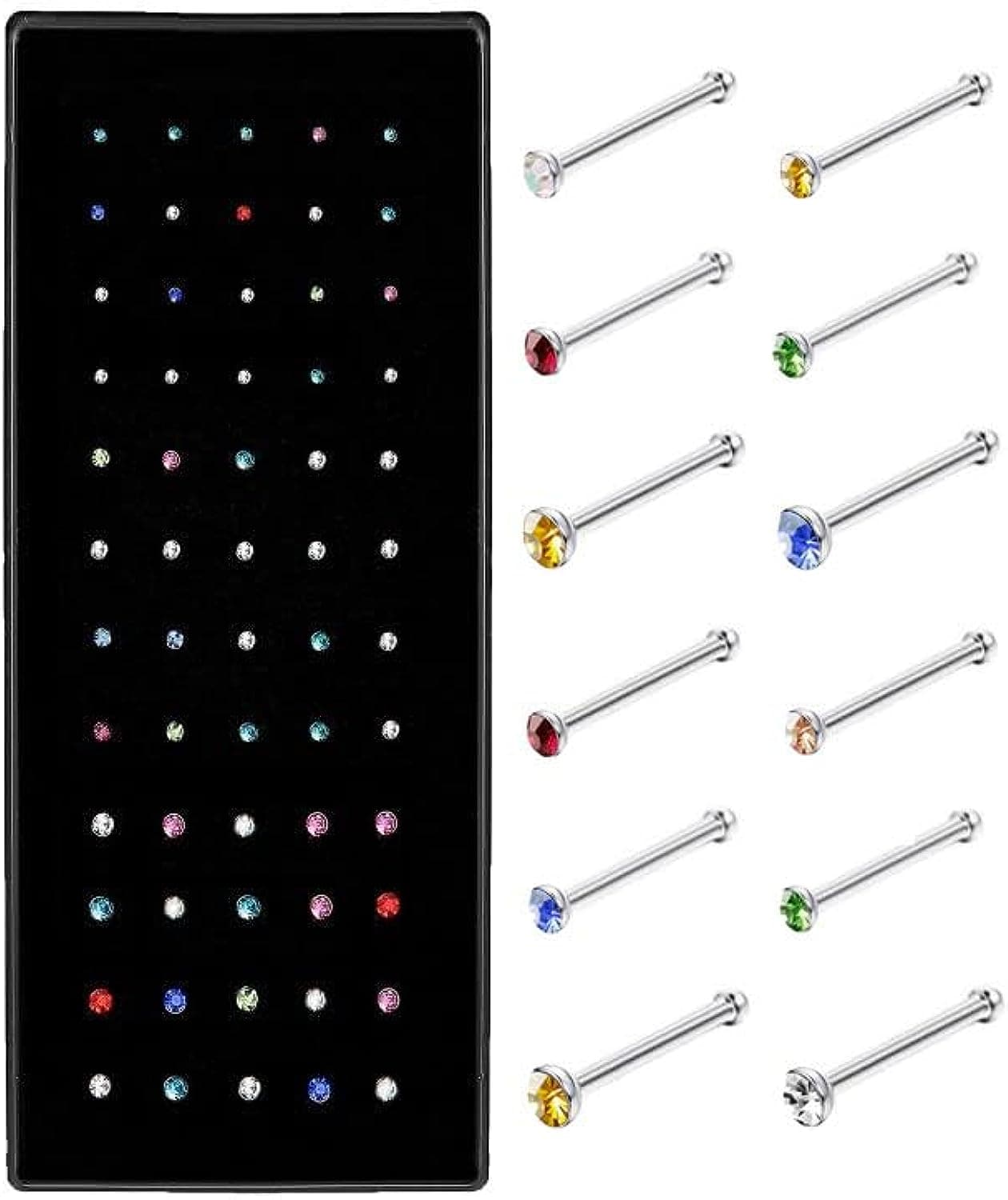 5 Pieces Nose Pin Jewelry Stainless Steel Nose Ring Jewelry Nose Stud Nose Hoop Nose Piercing Jewelry Nose Accessories Women Nose Pin Jewelry Girls Nose Pin Jewelry Stylish Nose Jewelry Fashion Nose Ring Jewelry Daily Wear Nose Pin Jewelry - Multicolor