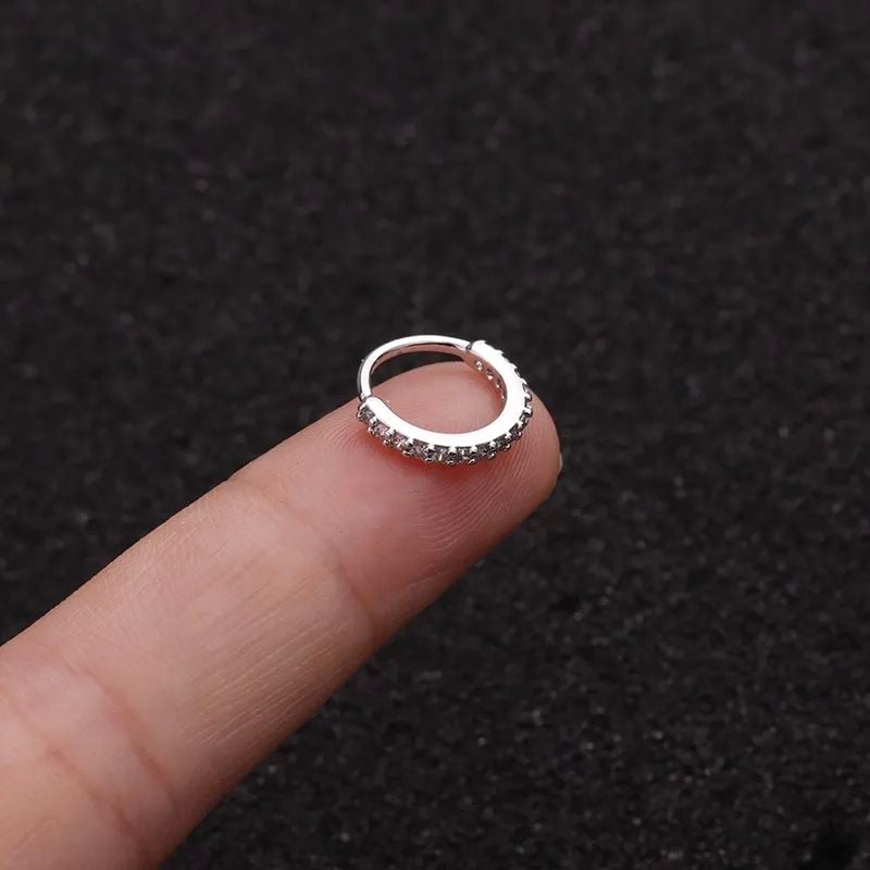 Silver and golden nose pin stone