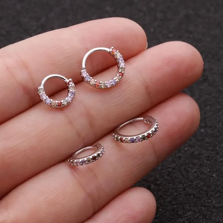 Silver and golden nose pin stone