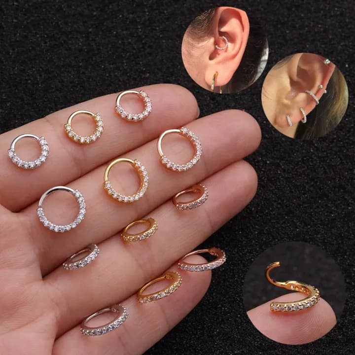 Silver and golden nose pin stone
