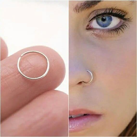 Silver and golden bridal nose pin traditional