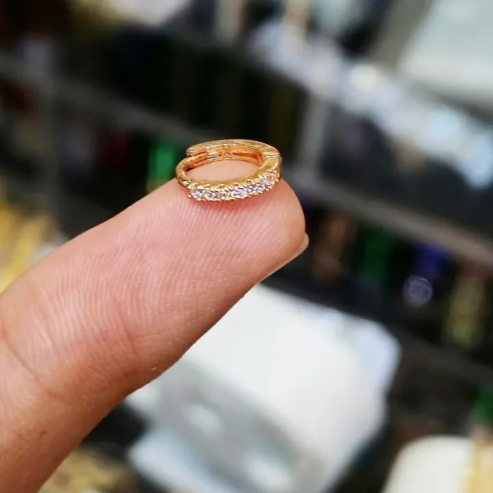 Silver and golden nose pin stone